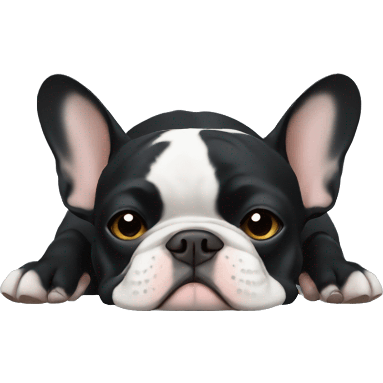 Black French bulldog napping emoji