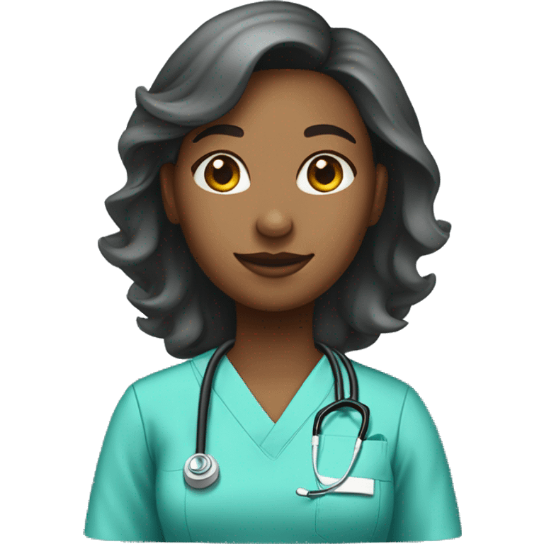 Female african american healthcare worker wearing scrubs facing left full body emoji