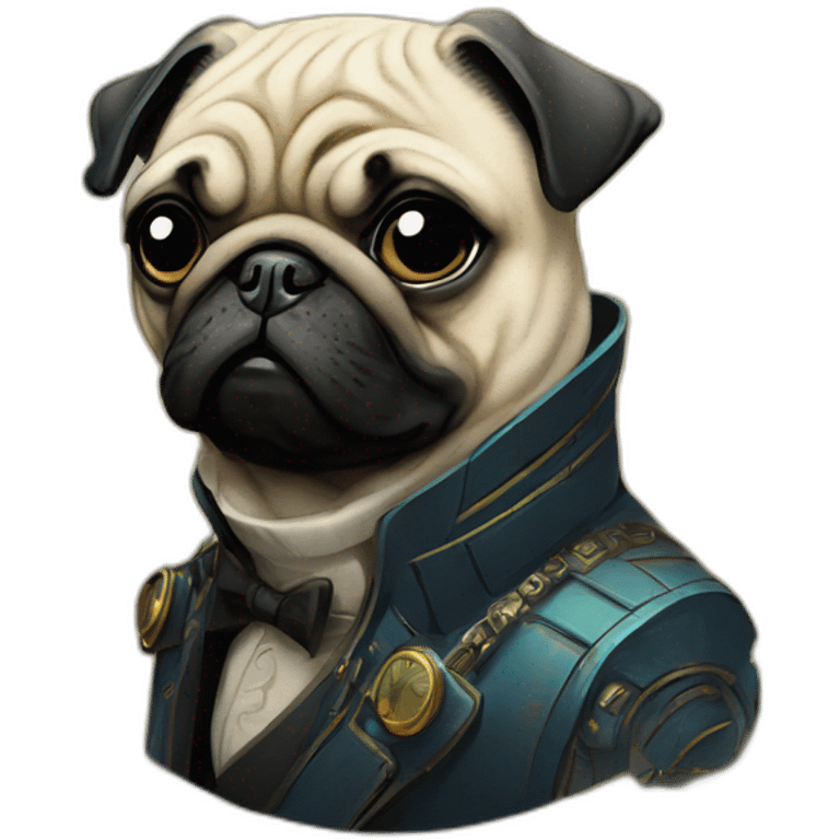 A cyberpunk pug in Art Nouveau style during 1910 emoji