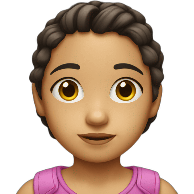 Little Latino girl with a tablet emoji