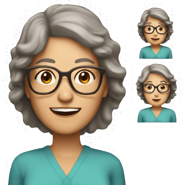 Older women with brown hair and glasses emoji