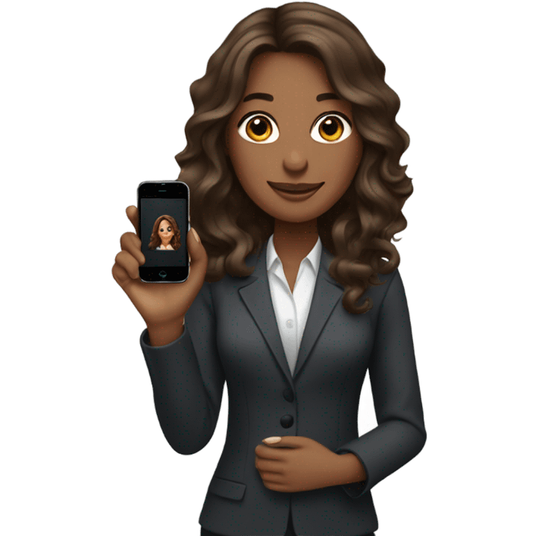 business woman with long wavy brown hair on the iphone emoji