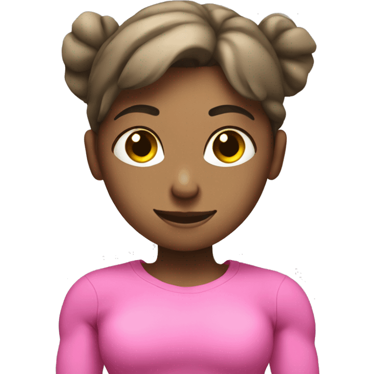 White skin woman lifting weights wearing pink emoji