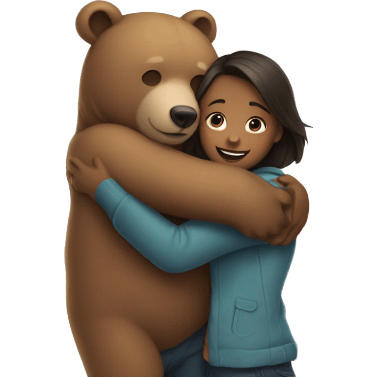 Bear with girl hug  emoji