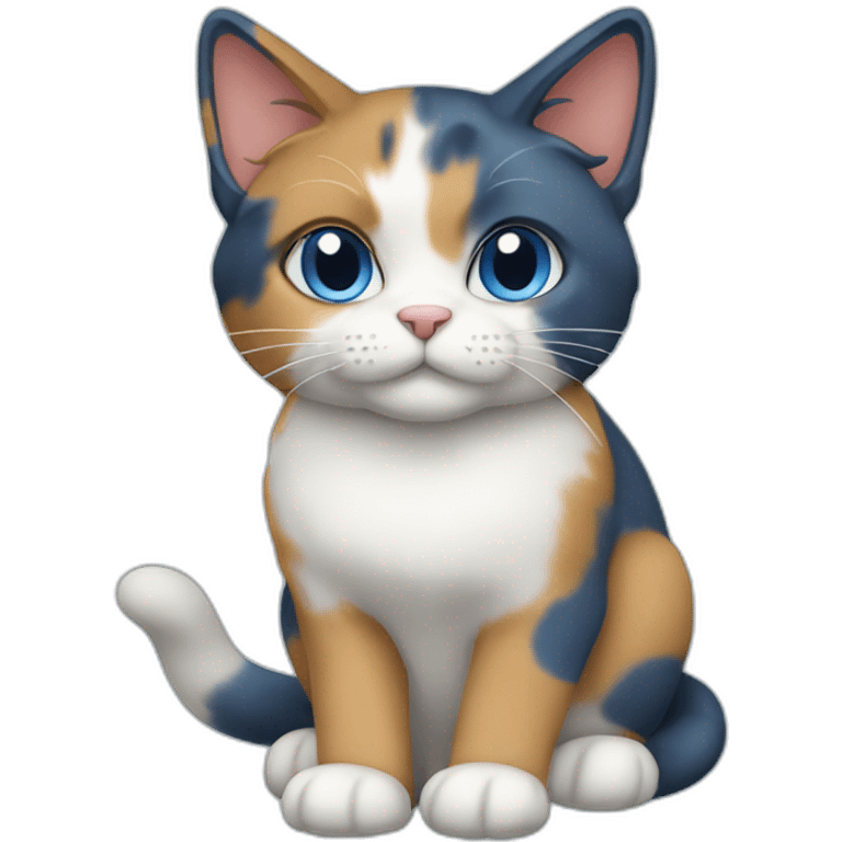 calico blue cat with blue left ear emoji