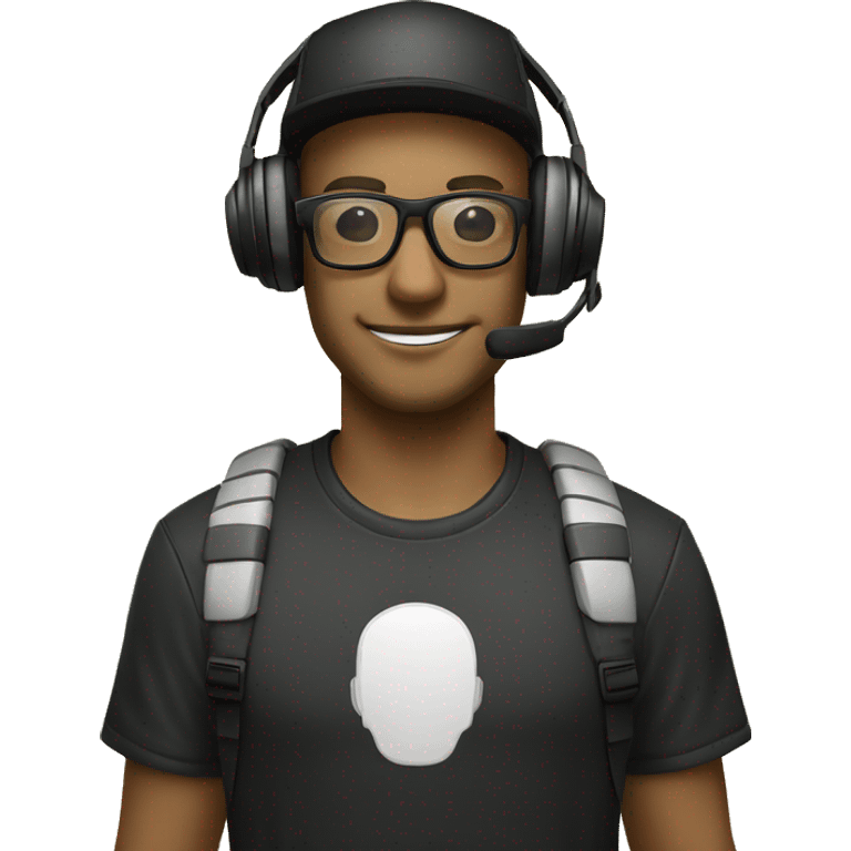 white gamer, black basecap, black glasses, headset emoji