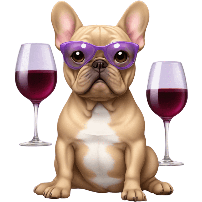 Lilac Tan Frenchie with Glass of wine  emoji