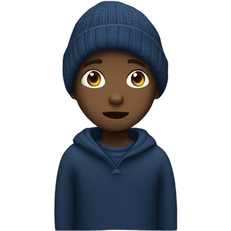 homeless boy in dark blue sweater emoji