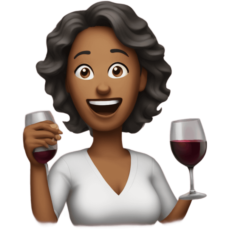 Stressed out dance mom with wine emoji