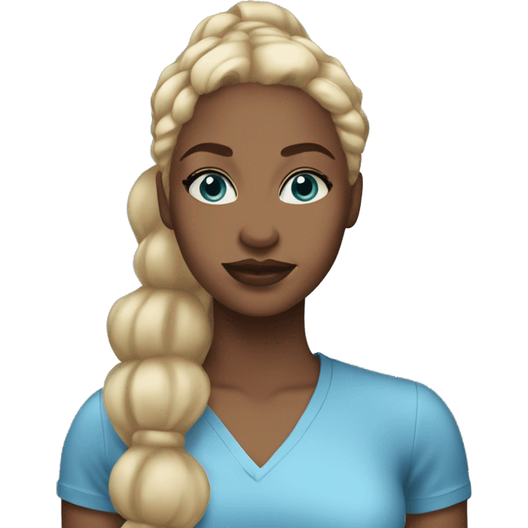 black woman blonde ponytail blue eyes full lips emoji