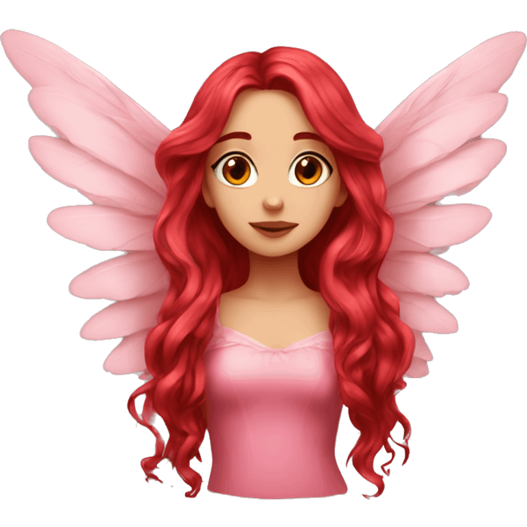 big wings, rose, Beautiful, fairy, red, long hair emoji