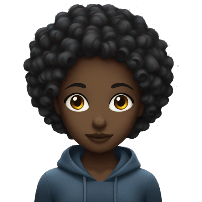 Black girl with curls at night emoji