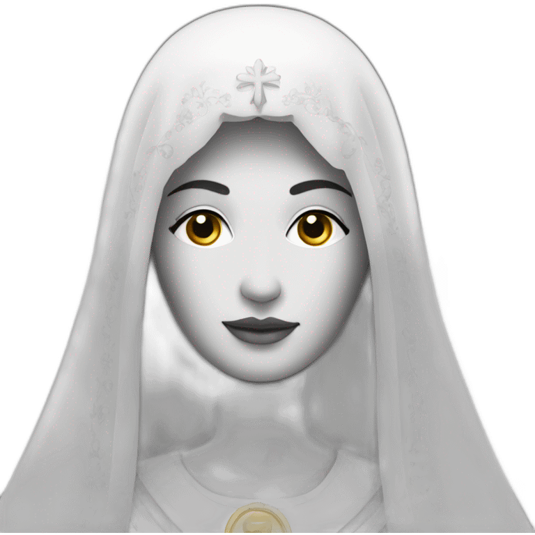 Sainte vierge en voile noir et blanc emoji