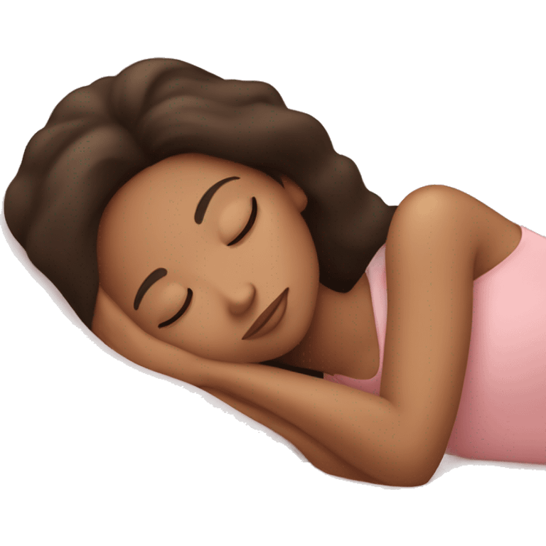 Brunette sleeping clean girl whit blush emoji