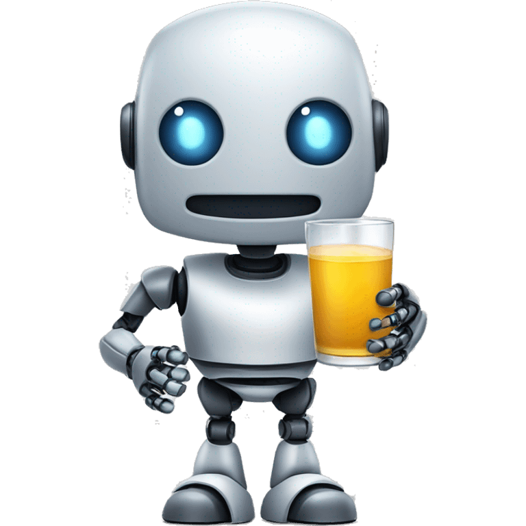 cute robot holding a glass of wne emoji