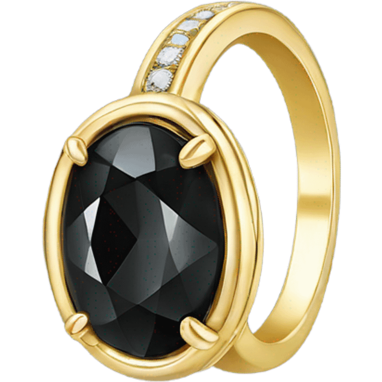 gold ring with black oval diamond emoji