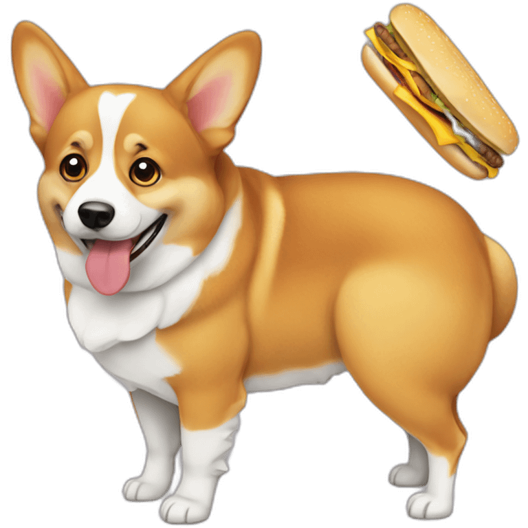 corgi eating cheeseburger emoji