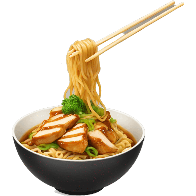 Chicken teriyaki noodles in a bowl  emoji