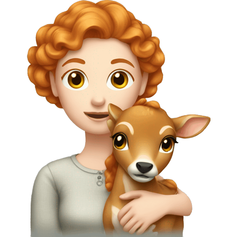 Beautiful ginger lady with fawn  emoji