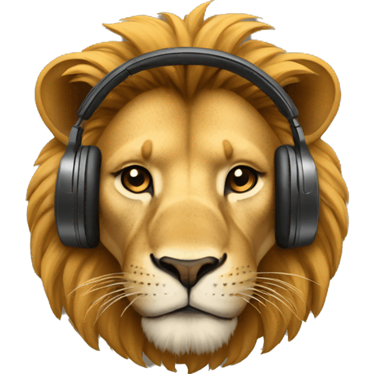 Lion with headphones on his ears emoji