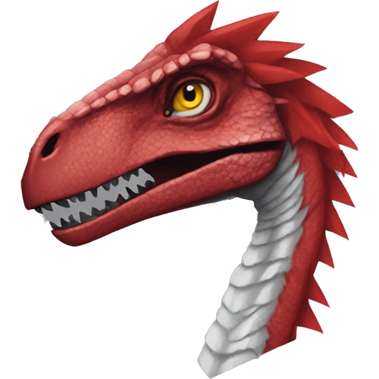 Red edgy badass velociraptor Digimon emoji