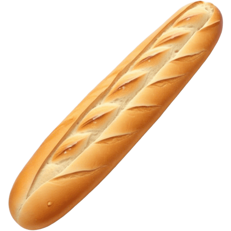 Cinematic Realistic Baguette Bread Emoji, showcasing a long, crusty baguette with a crisp exterior and soft interior rendered with lifelike textures and warm, rustic lighting. emoji