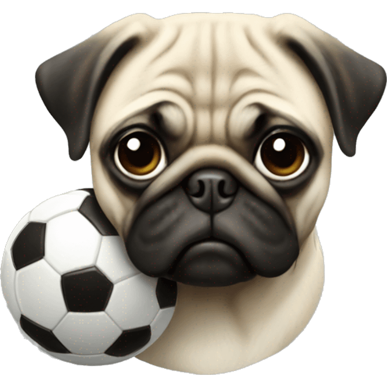 pug with a soccer ball emoji