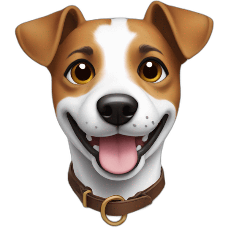 Jack Russel smiling with only one brown eye patch  emoji