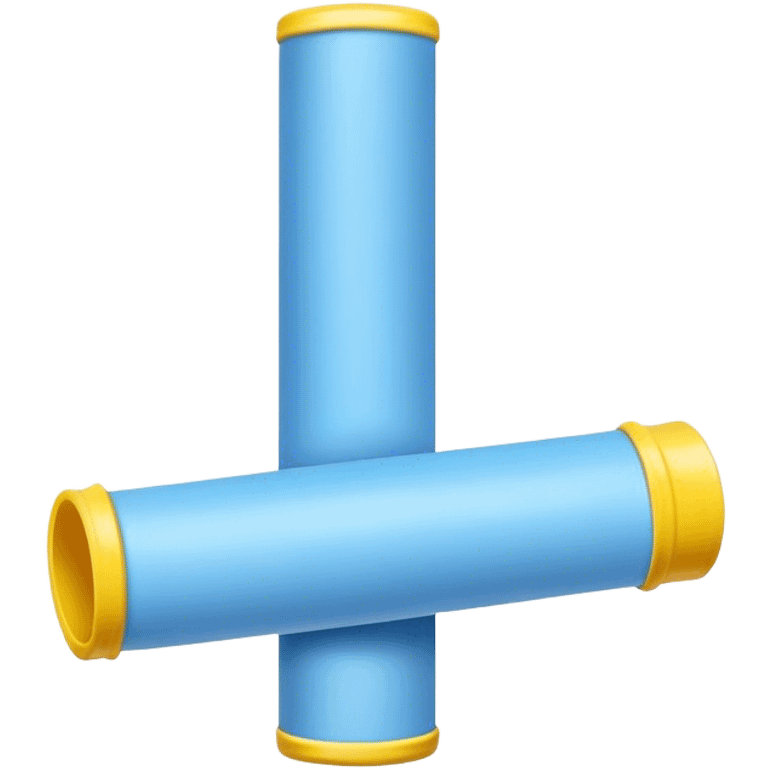 Blue foam tube with yellow ends on both end, not hollow, front view emoji