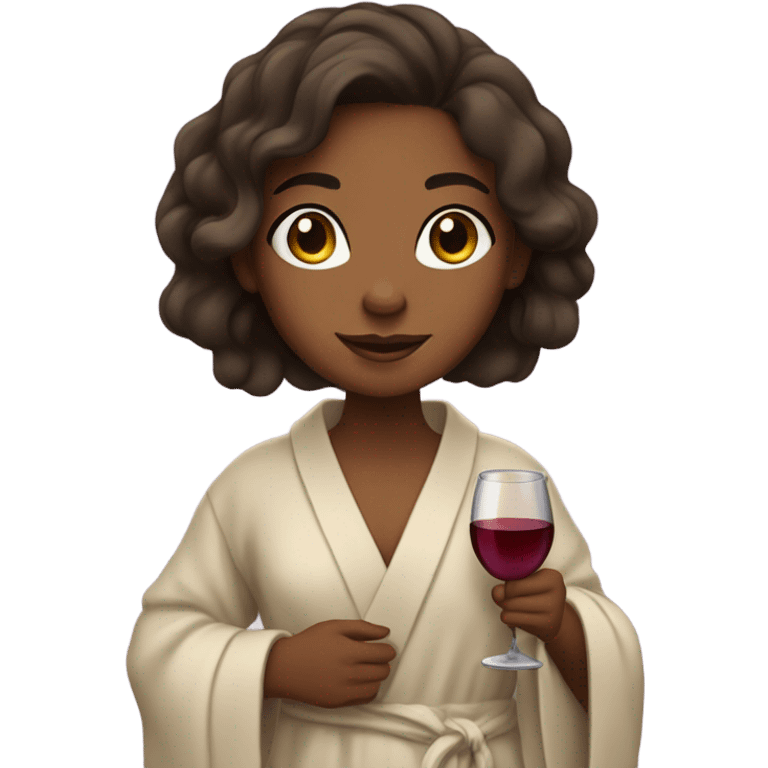 Brown skin girl with a robe and wine emoji