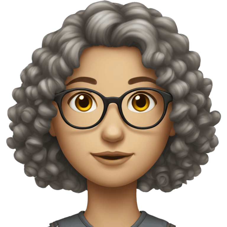 curly dark-haired white Slavic girl with glasses emoji