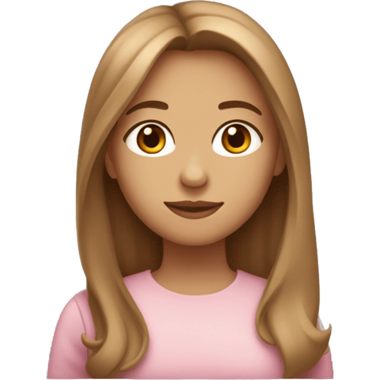 “A girl with light brown hair, slightly almond-shaped eyes, heart-shaped lips, and medium-length hair.” emoji