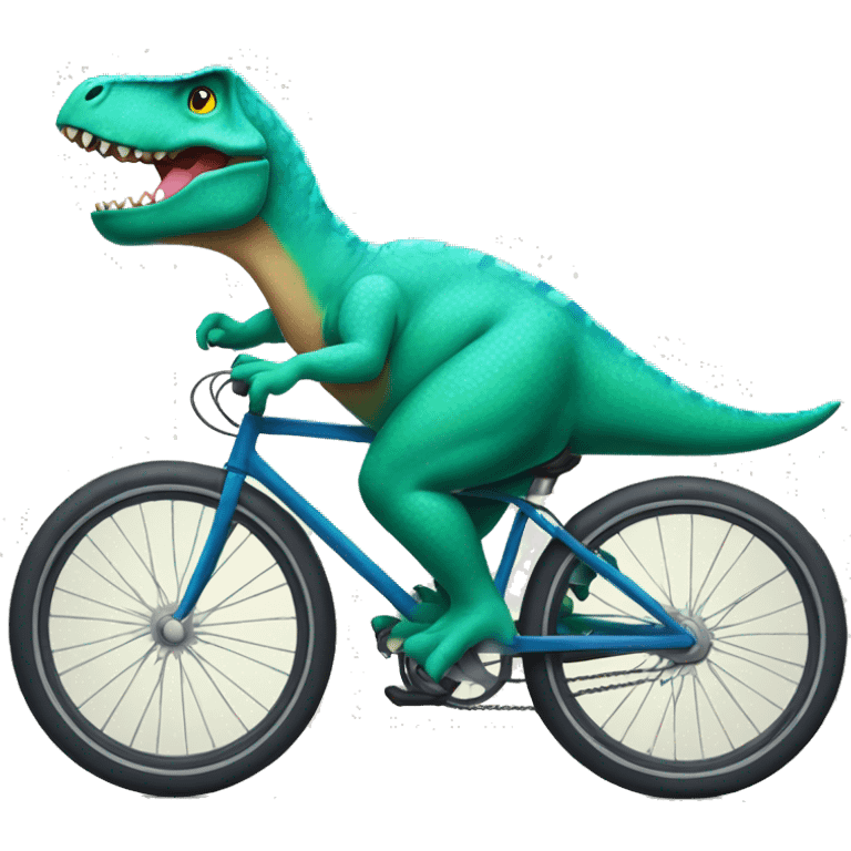 Dinosaur wearing cool shirt riding a bike emoji