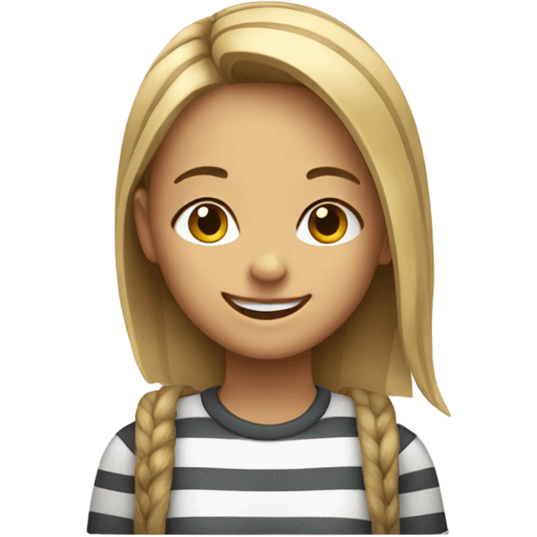 smiling girl in striped shirt  emoji