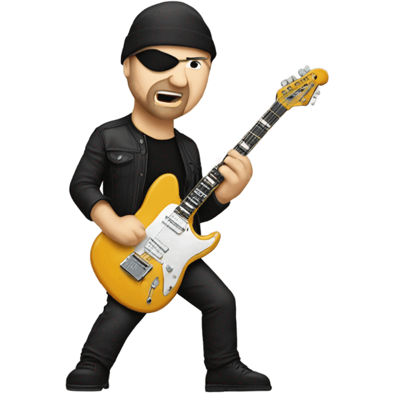 The edge from U2 with a electric guitar emoji