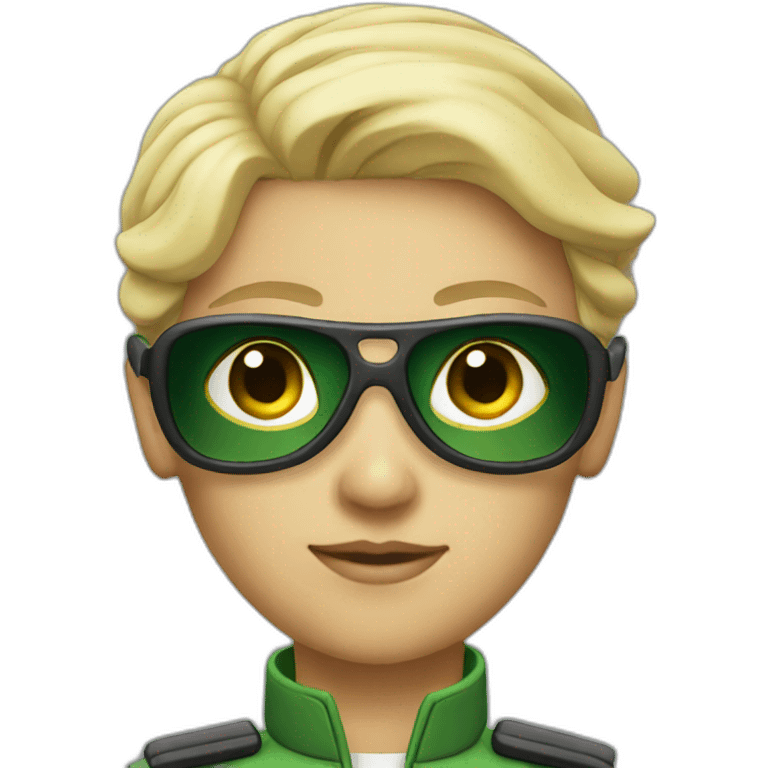 Blonde Pilot with green uniform wearing sunglasses  emoji