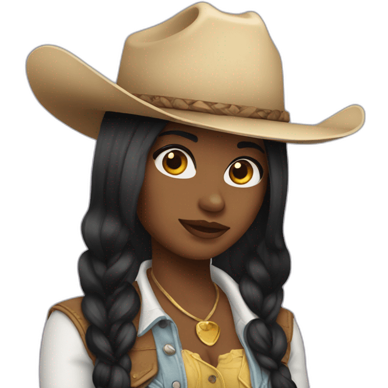 cowgirl straight black hair emoji