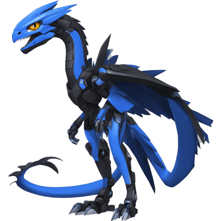  Cool Edgy Futuristic Black Blue Digimon-Fakemon-Raptor-Dragon-Mecha full body emoji