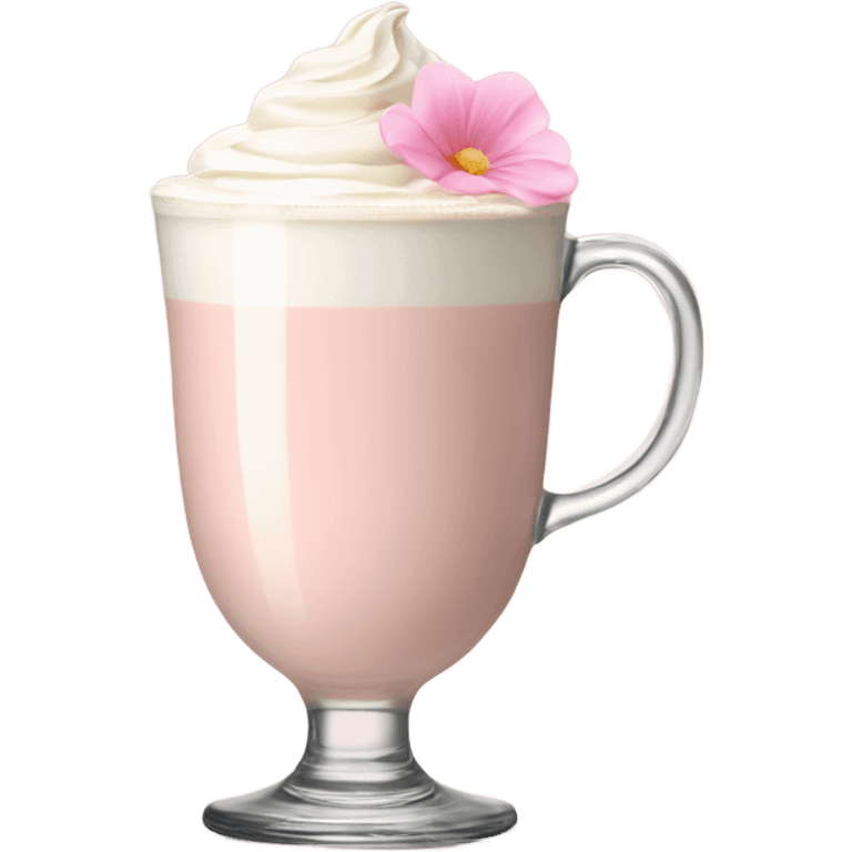 Light Pink latte classy in glass with flower emoji