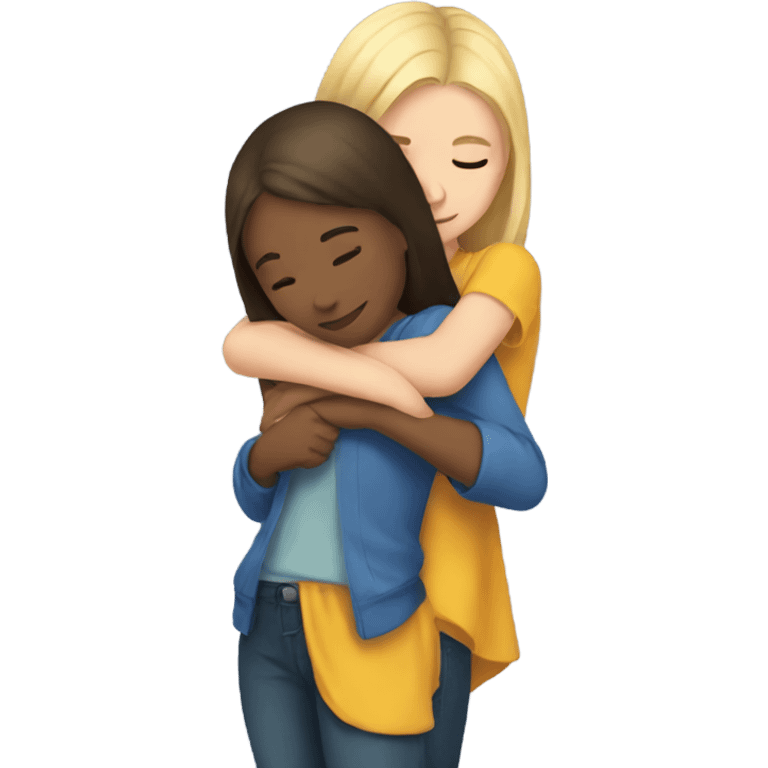 Girl hugging another girl emoji