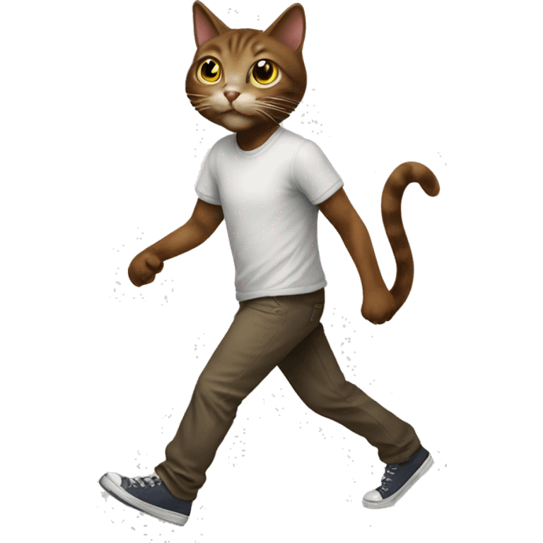 Crazy cat, walking on his human emoji