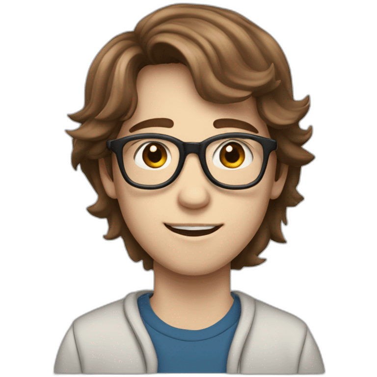 a white skinned teen boy with glasses and brown hair emoji