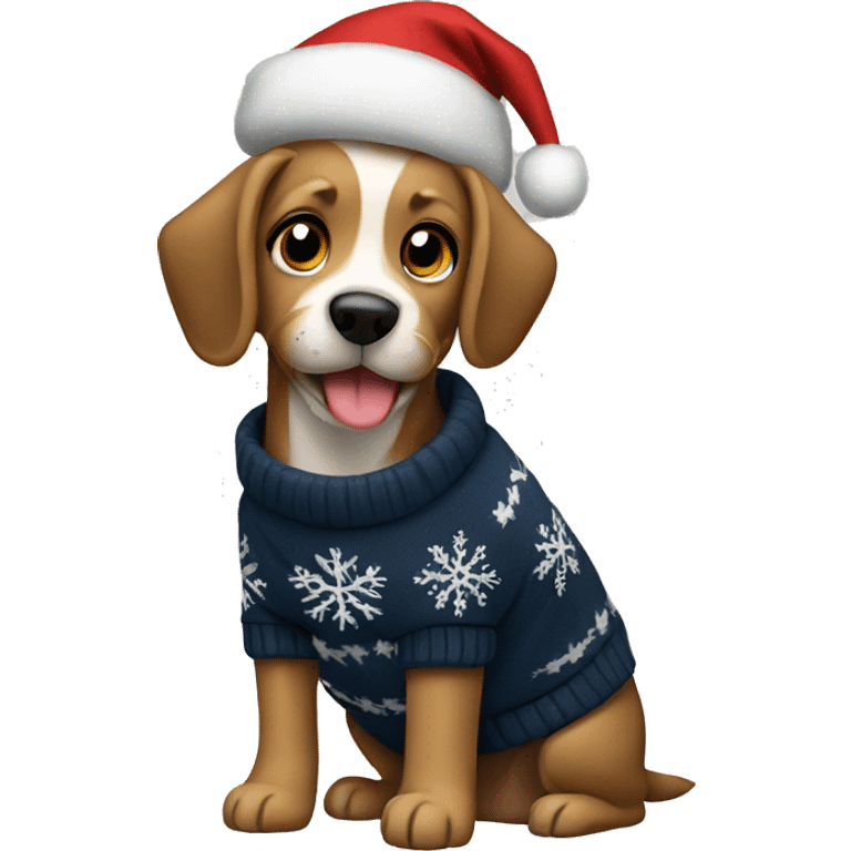 Dog wearing a christmas Pullover  emoji