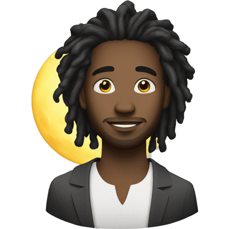 handsome black man with locs and the moon emoji