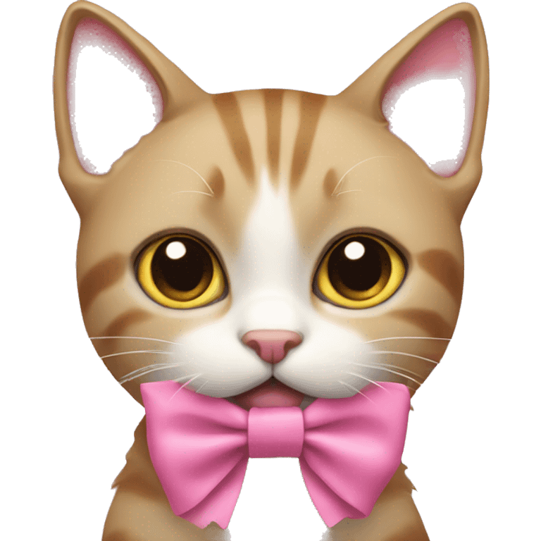 A cat with a pink bow emoji