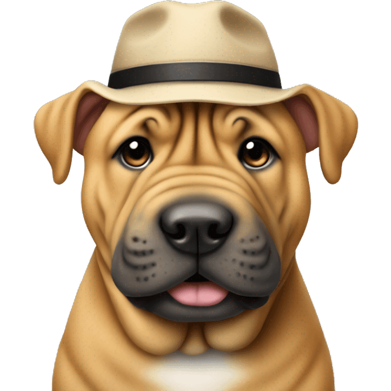 sharpei wearing hat emoji