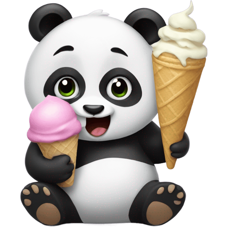 Panda eating ice cream emoji