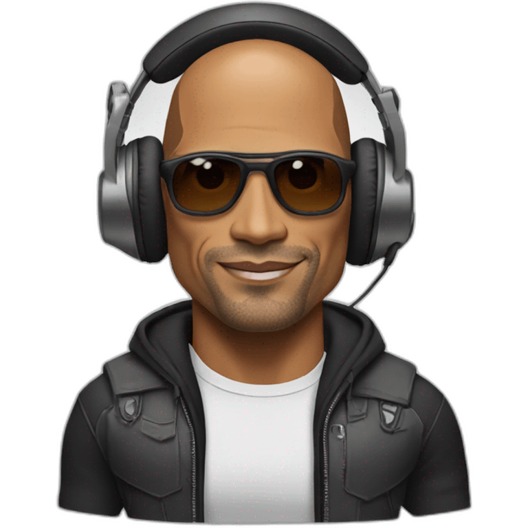 dwayne johnson wearing futuristic headphone emoji