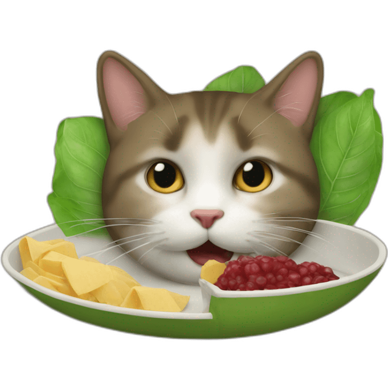 un chat qui mange emoji