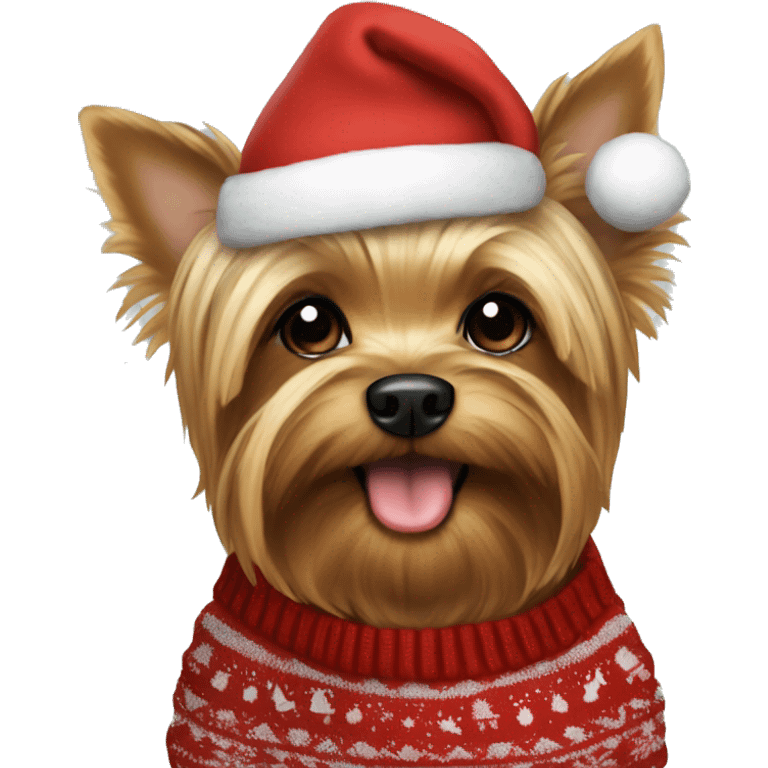 Yorkie in a Christmas sweater  emoji